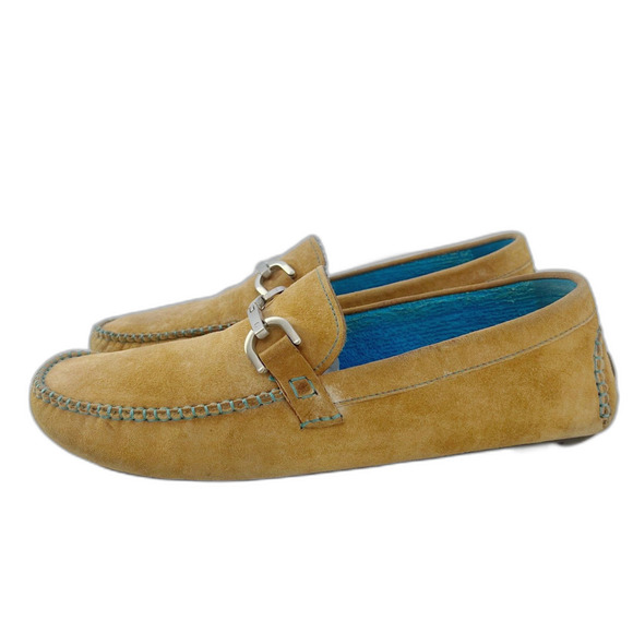 Donald J Pliner Men's Dacio Driver Tan Suede Horsebit Loafers Blue Size 10 - Picture 9 of 9